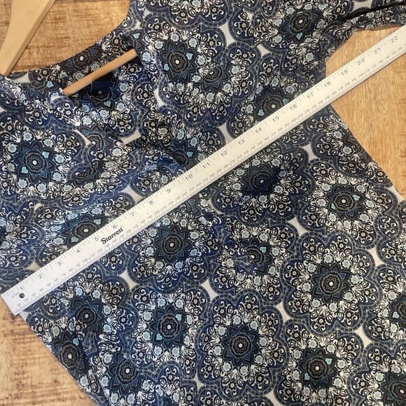Lucky Brand Blue Floral Mix Print Sheer Long Sleeve Top Size XS Boho Peasant - Picture 9 of 10